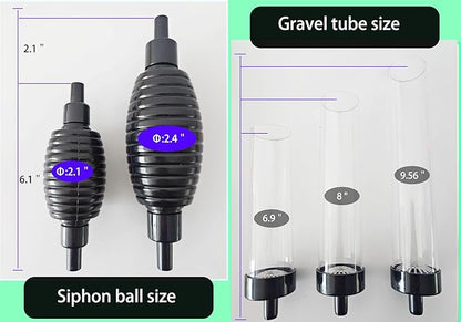 7ft Aquarium Gravel Vacuum Cleaner - Hand Pump Siphon Water Changer for Fish Tank Cleaning Gravel & Sand