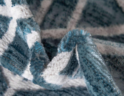 Unique Loom Matrix Trellis Collection Area Rug - Motif (3' 3" Round, Blue/ Ivory)