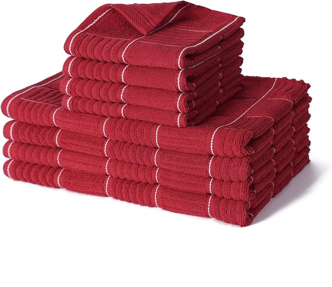 Glynniss Red Kitchen Towels and Dishcloths Set, Dish Towels and Dish Rags Set