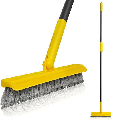 2 in 1 Grout Brush with 49.6" Long Handle, Swivel Grout Cleaning Brush V-Shape