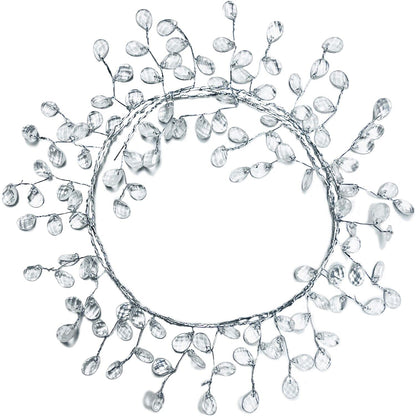 Jishi 20 FT Ice Wire Clear Crystal Teardrop Diamond Ice Beads Ornament Christmas Tree Decorations, Acrylic Plastic Teardrop Jewel String Branch Garland Strands for DIY Wreath Crafts