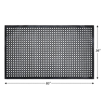 Anti-Fatigue Rubber Floor Mat - NANBOWANG Commercial Grade Grease Resistant Non-Slip Recycle Tyre Floor Mats for Restaurant Kitchen Bar Garden Outdoor Wet Area (36"x 60") Black
