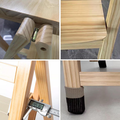 CDDUOLA Folding Bar Stool, 3 Step Multifunction Portable Adults Solid Wood Ladder Stool for Household Kitchen, Bathroom Storage Shelf, Wood Color