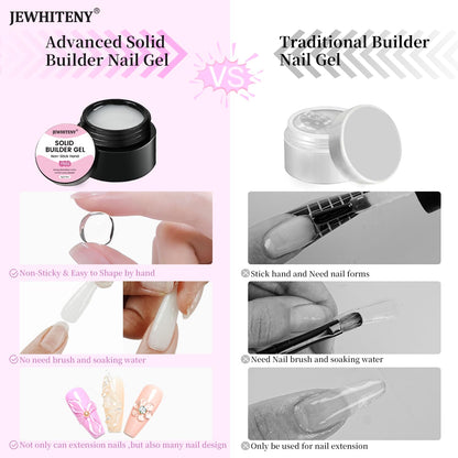 JEWHITENY Poly Extension Gel Nail Kit 14 PCS Poly Gel Kit with Slip Solution and Mini Lamp Nail Art Design Beginner