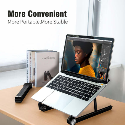 Adjustable Laptop Stand for Desk, Portable Notebook Riser Fits 12 13 14 15 16 17 18 Inch Gaming Laptops & All Computers, Reinforced Nylon+304 Stainless Steel+Silicone, Ergonomic Desktop Stand Holder