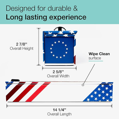 ChicWrap Red, White and Blue Refillable Foil Dispenser - One 12"x 30' Roll of Professional Grade Aluminum Foil - Reusable Dispenser w/Slide Cutter - Kosher Certified - Reduces Waste & Saves Money