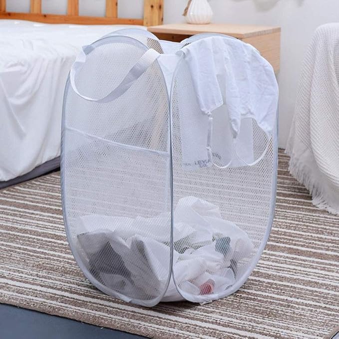 Pop up Laundry Hamper, Portable Foldable Mesh Clothes Hamper