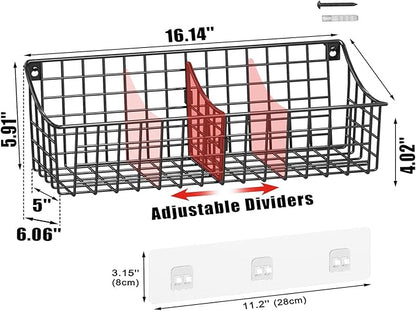 4 Pack EXTRA LARGE Hanging Wall Mount Storage Baskets