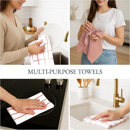 LANE LINEN Kitchen Towels Set of 12-100% Cotton, Quick-Drying 18” x 28”