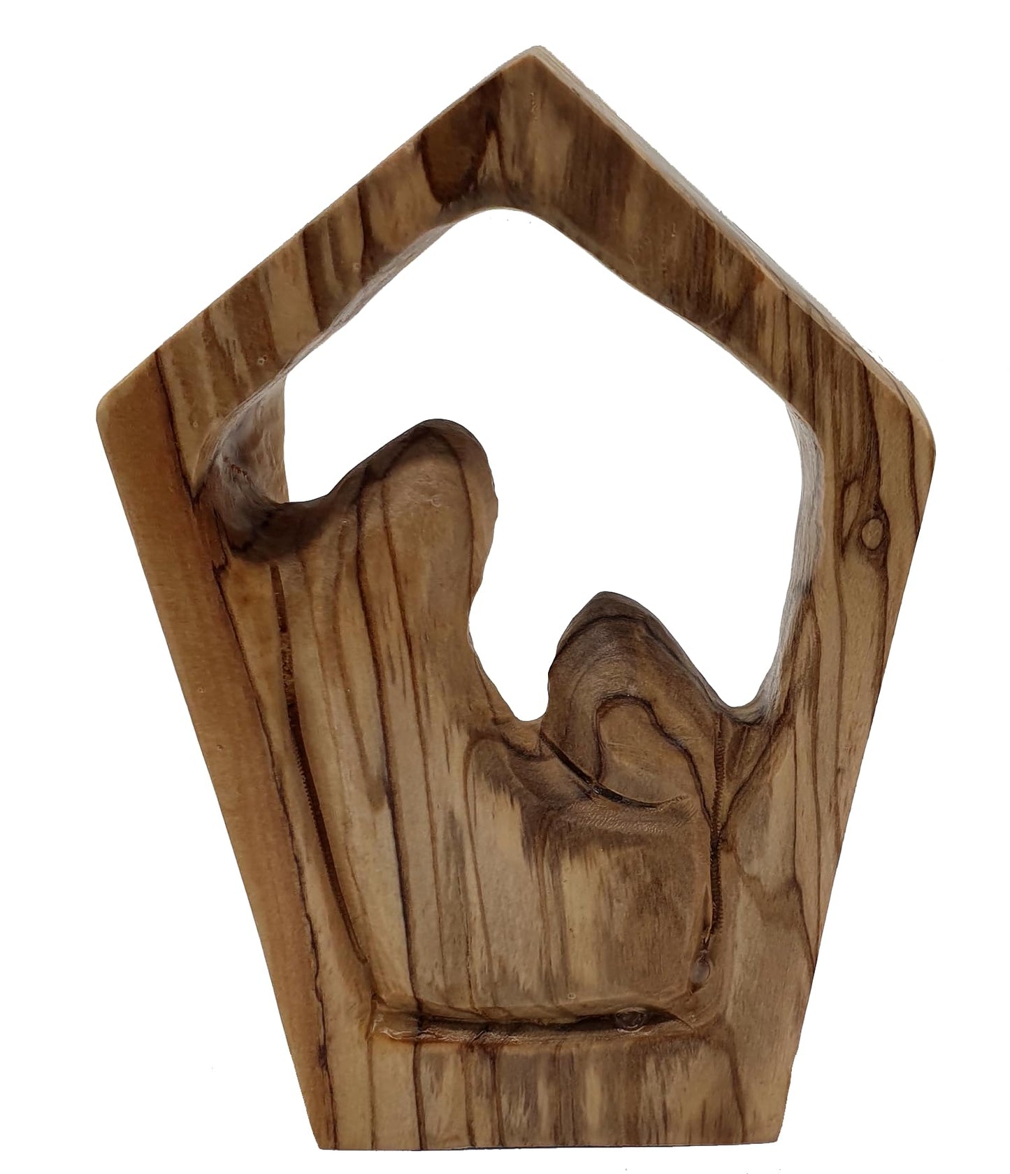 Zuluf 5.2" Olive Wood Holy Family Nativity Statue – Hand-Carved Figurine Made in The Holy Land – Religious for Catholic Home or Spiritual Display – HOF026