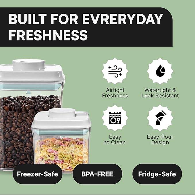 Bop Top Airtight Food Storage Containers with Lid 7 Cups / 57 oz | Kitchen Canister Sets | Air Tight Pantry Container| Pop Top Dry Food Storage Containers for Snacks, Sugar, Flour, Baking, Pasta