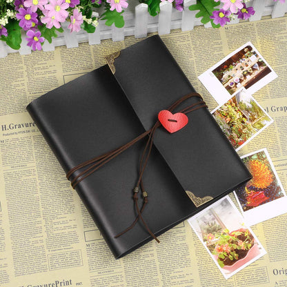 OwnMy DIY Photo Album Scrapbook PU Leather Adventure Photo Book with Corner Stickers Gifted Box - Perfect Baby Memory Book Birthday Wedding Anniversary Christmas Gift (Black)