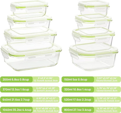 Vtopmart 8 Pack Glass Food Storage Containers