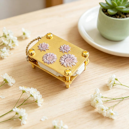 JDOQOKJ Handcrafted Metal Mini Flower Press, Miniature Flower Press Kit, Gold-Plated Miniature Design, Decorative Floral Patterns (sunfwer2)