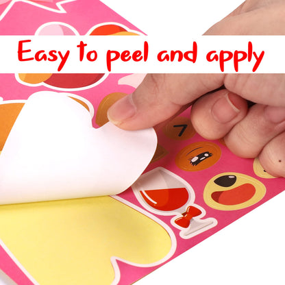 70Sheets Valentines Stickers Crafts for Kids - Make-A-Llama/Bear/Fox/Cupid/Gnome Face Sticker- Valentine's Day Gifts Goodie Bag Stuffer School Classroom Activity Games Party Favors (Small Size)