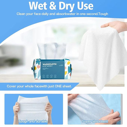 100 Count Disposable Face Towel, Thickening Ultra Soft Washcloths, Facial