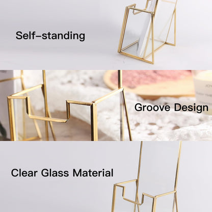 Feyarl Gold Glass Brochure Holders for 4x9 Pamphlets Holder Flyer Trifold Holder Display Stand for Office Brochures Booklets Menu Literatures Journals