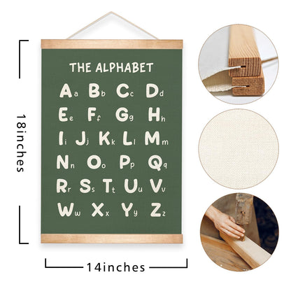 Educational Wall Art Set of 2, Numbers 1-20 and Alphabet Chart, Learning Posters for Toddler ,ABC Banner Poster, Banner Wall Hanging Decor for Toddler Room Playroom Nursery Wall Classroom Decor (Green)
