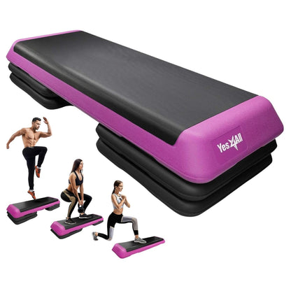 Yes4All Adjustable Workout Aerobic Exercise Step Platform Health Club Size with 4 Adjustable Risers Included and Extra Risers Options