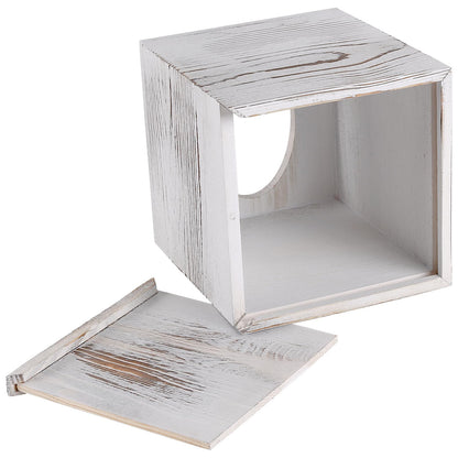 SENJEOK 2 Pack Wooden Tissue Box Cover Square, 5.5 x 5.5 x 6.1 Inch White Tissue Box Holder for Home Office Bathroom
