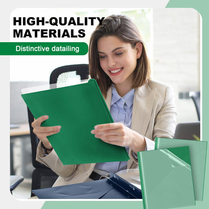 Teling 24 Pcs Clear Front Report Covers with 3 Prongs, Suit for A4/8.5'' x 11'' Letter Size Paper, Plastic Green Presentation Folders Bulk, 90 Sheet Capacity, for School Business
