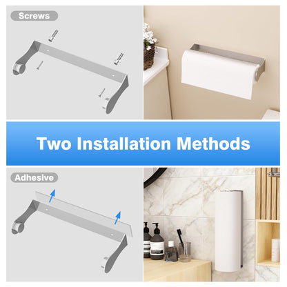 Smipam Paper Towel Holder Under Cabinet, Stainless Steel, Adhesive or Screw Mount, Fits Standard & Mega Rolls, Wall Mount Rack for Kitchen, Bathroom, RV, Silver