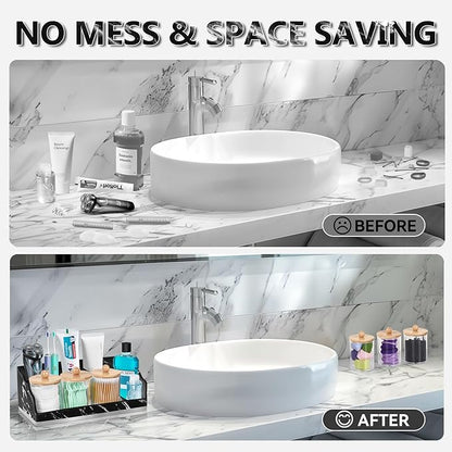 Marble Bathroom Countertop Organizer, Toothbrush Holders