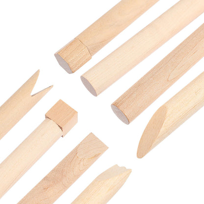 NUOBESTY Wooden Clay Tools Kids Wood Stamps Hand Rollers Plasticine Tools Pottery Molding Clay Accessories for Art DIY Crafts Activities 12pcs