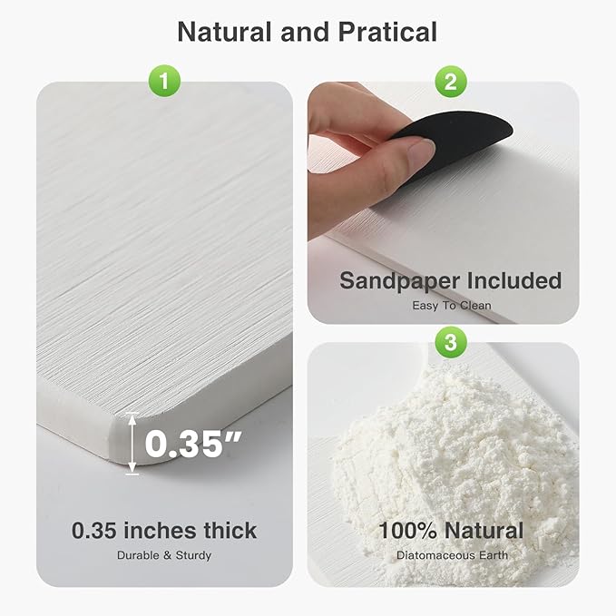 20" x 4" Stone Faucet Mat for Kitchen Sink, Quick Drying Diatomite Sink Tray