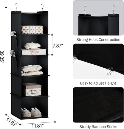 YOUDENOVA Hanging Closet Organizer, 5-Shelf Closet Hanging Storage Shelves