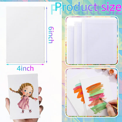 Moinchore 100 Pcs Mini Painting Canvas Panels Art Painting Canvases Panels Cotton Blank White Small Canvas Acid Free Boards for Watercolor Acrylic Oil Paint(4 x 6 Inch)