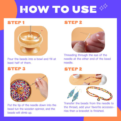 hobbyworker Bead Spinner, for Jewelry Bracelet Making, Seed Beads, Waist Beads Kit Line Quick Beading Tool (3 Trays 1 Bead Plugs)