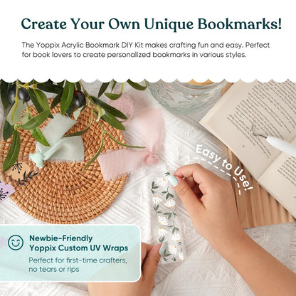 180 Pcs Acrylic Bookmark Blanks- 20 Set Bookmark Making Kit with 20 UV DTF Stickers About Floral Theme 20 Tassels 20 Ribbon 80 Bookish Stickers for DIY Your Crafts Gift for Book Lover