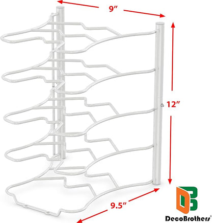 Deco Brothers Pan Organizer Rack for Kitchen Cabinet and Counter, White