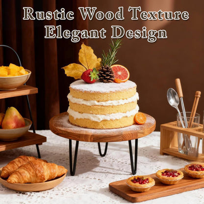 jubilander 3 Pcs Buffet Risers, Wood Round Food Riser Dessert Table Display Stand Set for Party Wood Cupcake Stands Nesting Table for Home Decor (Natural)