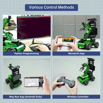 ROS2 Robot Car with AI Vision Robotic Arm Support Python SLAM Mapping Navigation Autonomous Driving Smart Robot for Engineering Student and Adults, JetAuto Pro Ultimate Kit & Jetson Orin Nano 8GB