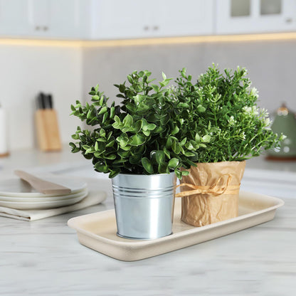 Toddmomy 3-Pack Rectangular Plant Saucer (13.4" x 5.5"), Plastic Drip Tray for Windowsill, Water Catcher Base for Indoor Outdoor Potted Plants, Reusable (White)