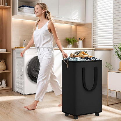 Laundry Basket with Wheels, Collapsible Laundry Baskets, Laundry Hamper with