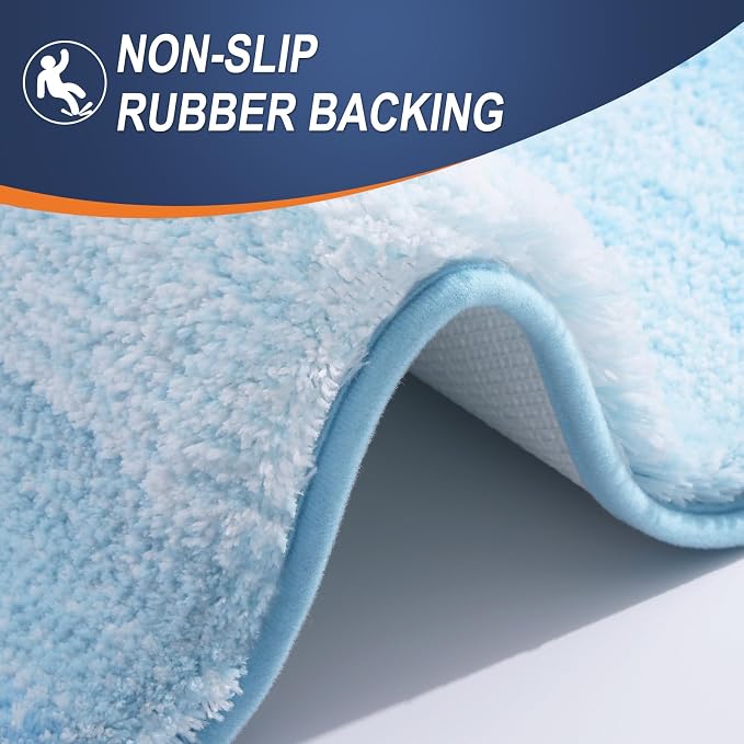 OLANLY Large Bathroom Rugs Mat 44x32, Extra Soft Absorbent Microfiber Bath Rugs, Rubber Backing, Quick Dry, Machine Washable Bath Mats for Bathroom, Tub and Shower, Home Decor Accessories, Sky Blue