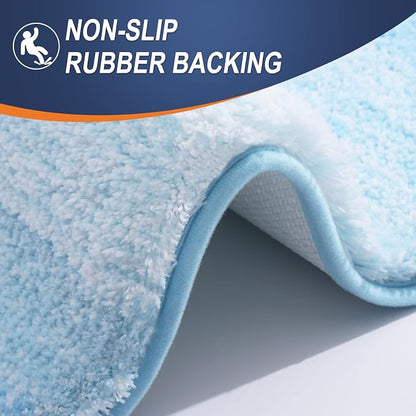 OLANLY Large Bathroom Rugs Mat 54x24, Extra Soft Absorbent Microfiber Bath Rugs, Rubber Backing, Quick Dry, Machine Washable Bath Mats for Bathroom, Tub and Shower, Home Decor Accessories, Sky Blue