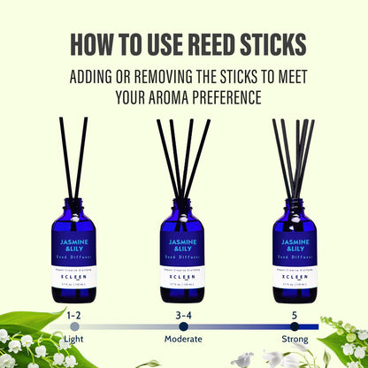 Reed Diffusers Set, 3.7 Oz Scent Diffuser, 6 Reed Diffuser Sticks, Home Fragrance Hyacinth, Peony & Citrus, Aromatherapy Oil Diffuser Reeds, More Masculine Scent, Bathroom & Office Decor 110ml