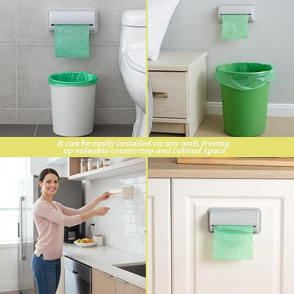 2 Pcs Trash Bag Dispenser,Trash Can Liner Dispenser For Bottom Of Can,Garbage Bag Dispenser For Inside Trash Can,Wall Mount Garbage Bag Dispenser Kitchen Bathroom Toilet Storage Organization