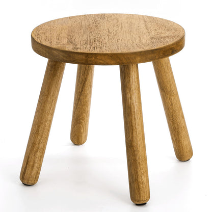 Youeon 12 Inch Round Solid Wooden Step Stool, Non-Slip One Step Stool for Adults, Holds up to 300 Lbs, Portable & Sturdy, Footstool for Bedroom, Bathroom, Kitchen, Easy to Assemble