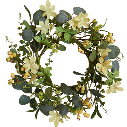 Bibelot Artificial Eucalyptus Berry Wreath, Front Door Wreath 16 Inch, Spring Greenery Wreaths with Berries for Outdoor Farmhouse Wall Window All Seasons
