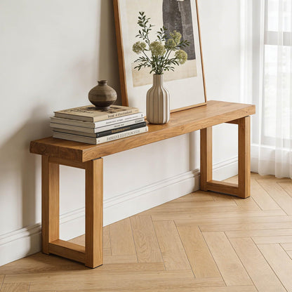 Narrow Farmhouse Bench Skinny Wooden Entryway Long Bench 32" 39" 47" 55" 63" 71" 79" Rustic Indoor Benches for Hallway Kitchen Dining Bedroom End of Bed Easy Assembly Natural Finish(32x10xH18")