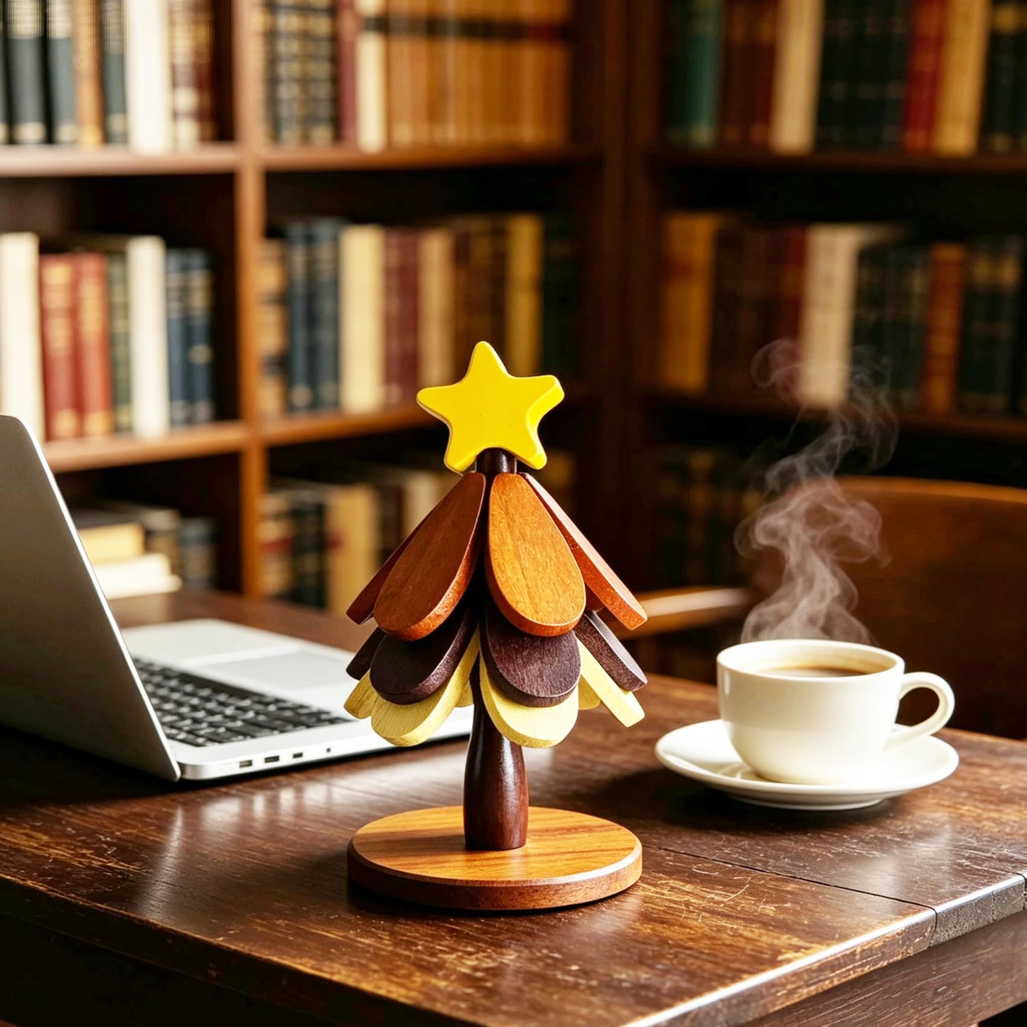 Wooden Christmas Tree Trivet Set of 3, Heat Resistant Coasters for Hot Dishes Pots Bowls, Star Top Holiday Table Decor for Home Kitchen