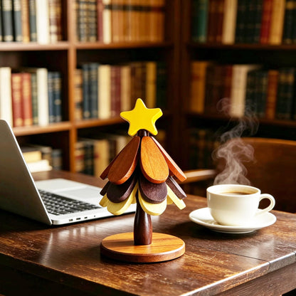 Wooden Christmas Tree Trivet Set of 3, Heat Resistant Coasters for Hot Dishes Pots Bowls, Star Top Holiday Table Decor for Home Kitchen