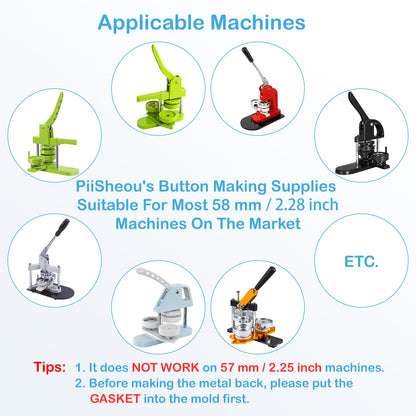 110 Sets 58mm / 2.28 inch (Approx. 2.25) Button Maker Supplies, Blank Pins Buttons Press for DIY Badge Maker Machine, Parts to Create Custom Pins