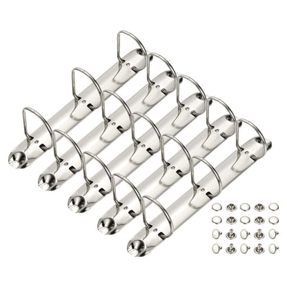 PATIKIL A5 3 Hole Ring Binder Mechanisms, 5 Set 1.5" D Ring Replacement Binder Planner Loose Leaf Binding Spines for Organizers DIY Fill Paper Storage Folder Accessories, 26mm Silver Tone