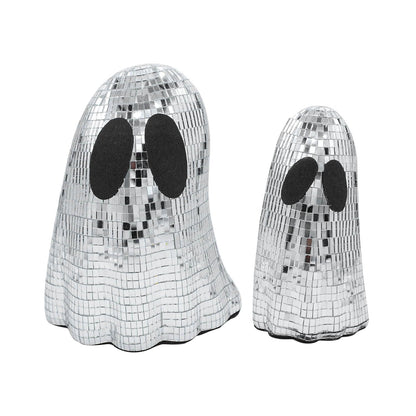 2 Pcs Halloween Disco Ghost Decor Ghost Disco Ball Table Decoration Indoor Glitter Sign Halloween Tiered Tray Decor for Props Home Tabletop Decorations